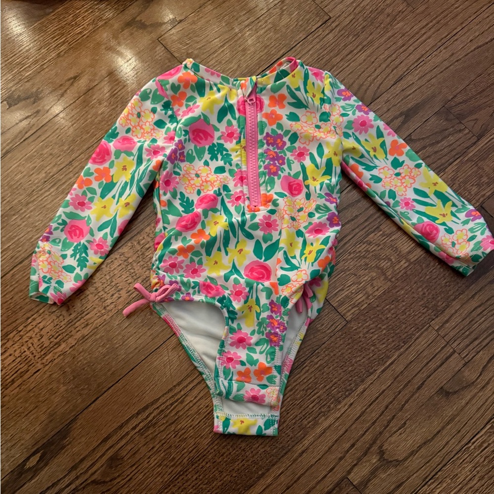 Cat & Jack Floral Long Sleeve Swimsuit 18 Month